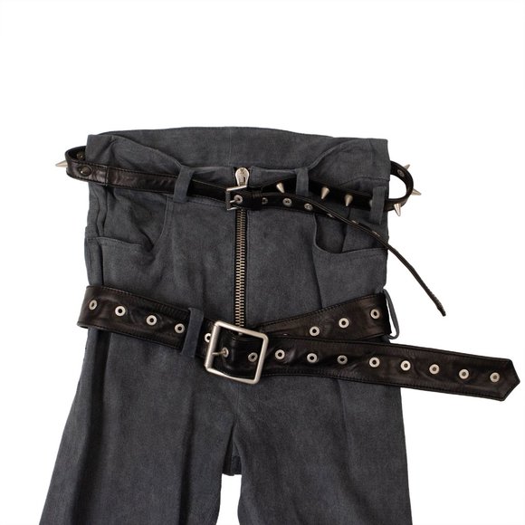 UNRAVEL PROJECT Blue Suede Zip Up Pants Size 26 $2240 - Picture 2 of 4